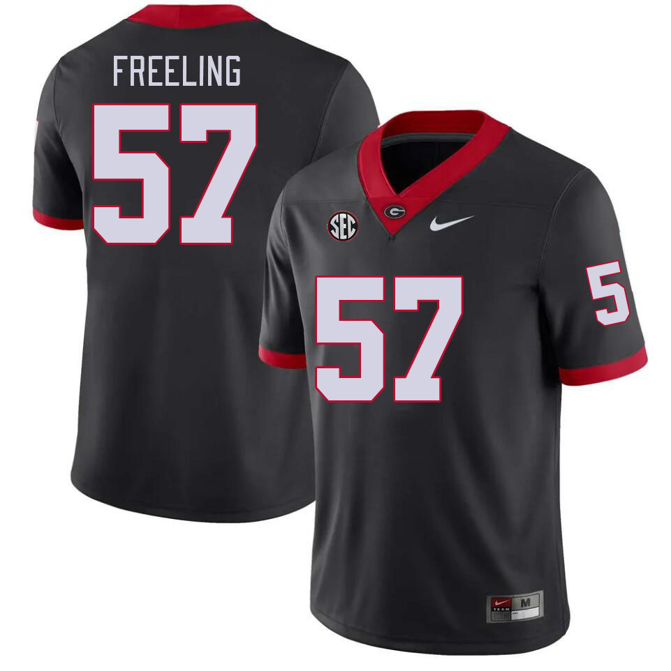 Men #57 Monroe Freeling Georgia Bulldogs College Football Jerseys Stitched-Black - Click Image to Close